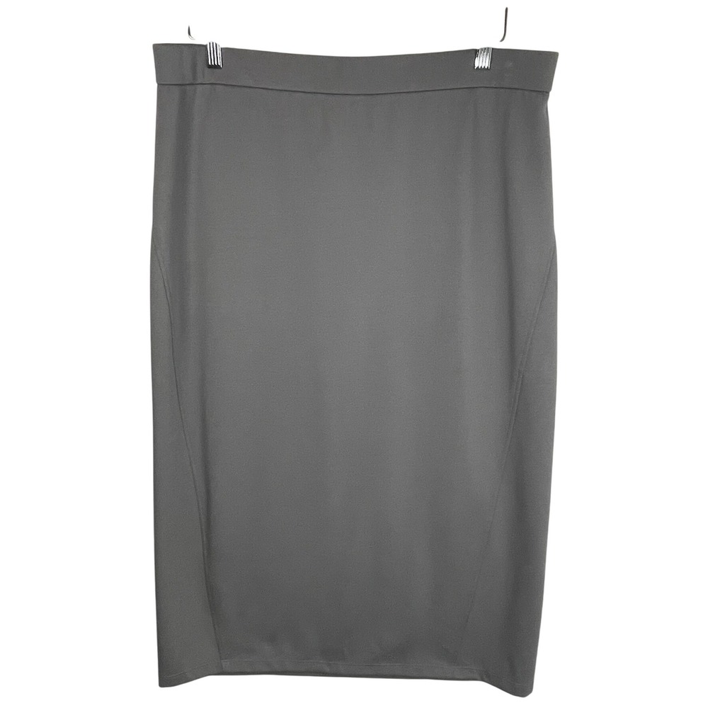 Eileen Fisher L‎ Skirt Made in USA Gray Midi Pull-On Minimalist Workwear